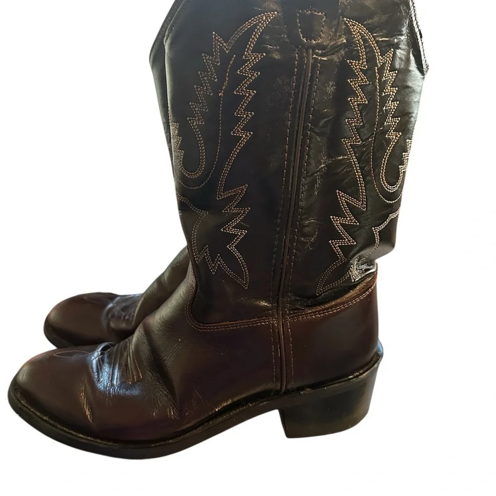 Old West Unisex Kids Leather Cowboy Boots 8.5 Brown